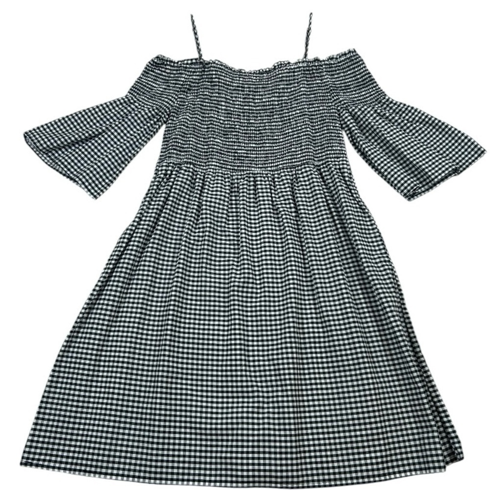 Cottagecore Coquette Girl Magnolia Skye Black and White Gingham Smocked Dress.